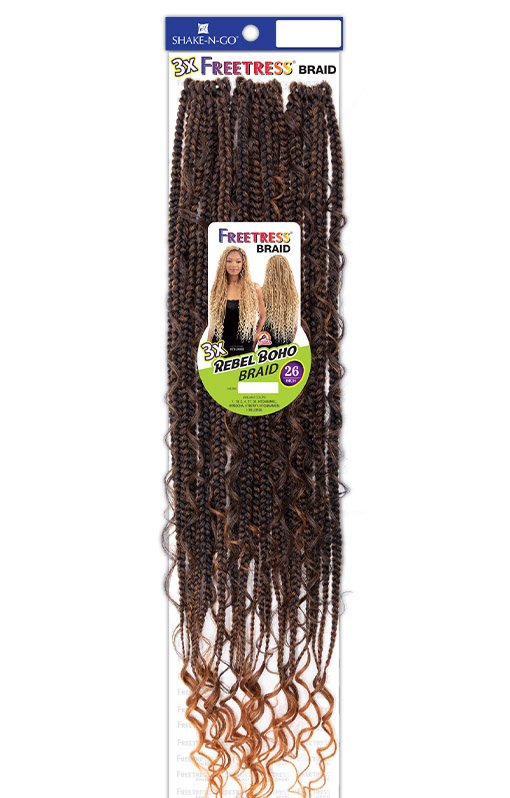 Freetress Crochet Braids 3X Rebel Boho Braid 26 — official pack photo (SKRHX26_PKG.jpg) from snghair.com