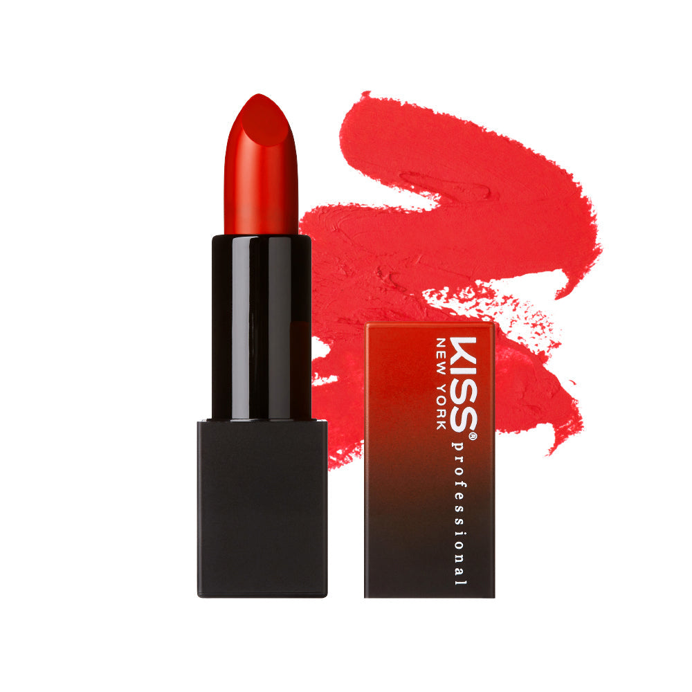 Kiss New York Richly Pigmented Satin Lipstick - Poppy official pack