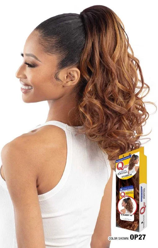 Shake-N-Go Que Ponytail Q-Classy 14", 1-Pack, (1) — official pack photo (SPMCL14_01_PKG.jpg) from snghair.com
