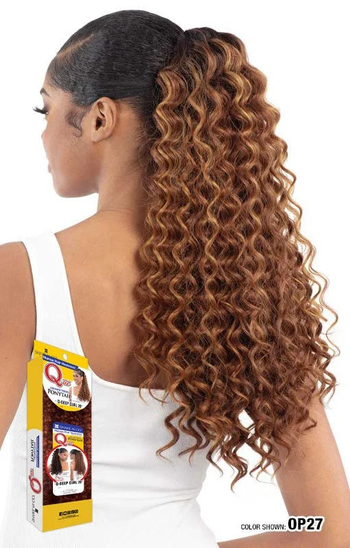 Shake-N-Go Que Ponytail Q-Deep Curl 20" (1b) — official pack photo (SPMDC20_01_PKG.jpg) from snghair.com