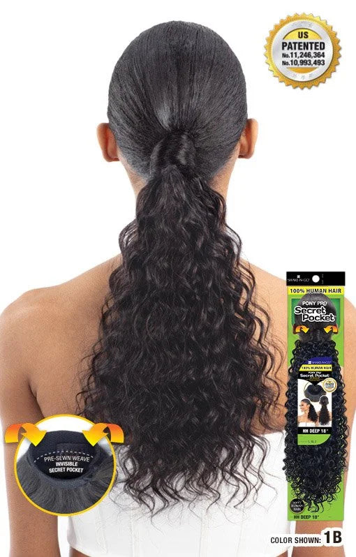 Shake N Go Secret Pocket Pony Pro - Hh Deep 18" (human Hair Ponytail) — official pack photo (SPZDP18_01_PKG.jpg) from snghair.com