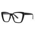 SUN19V5_main "Front view of black rectangular glasses with clear lenses on a white background."