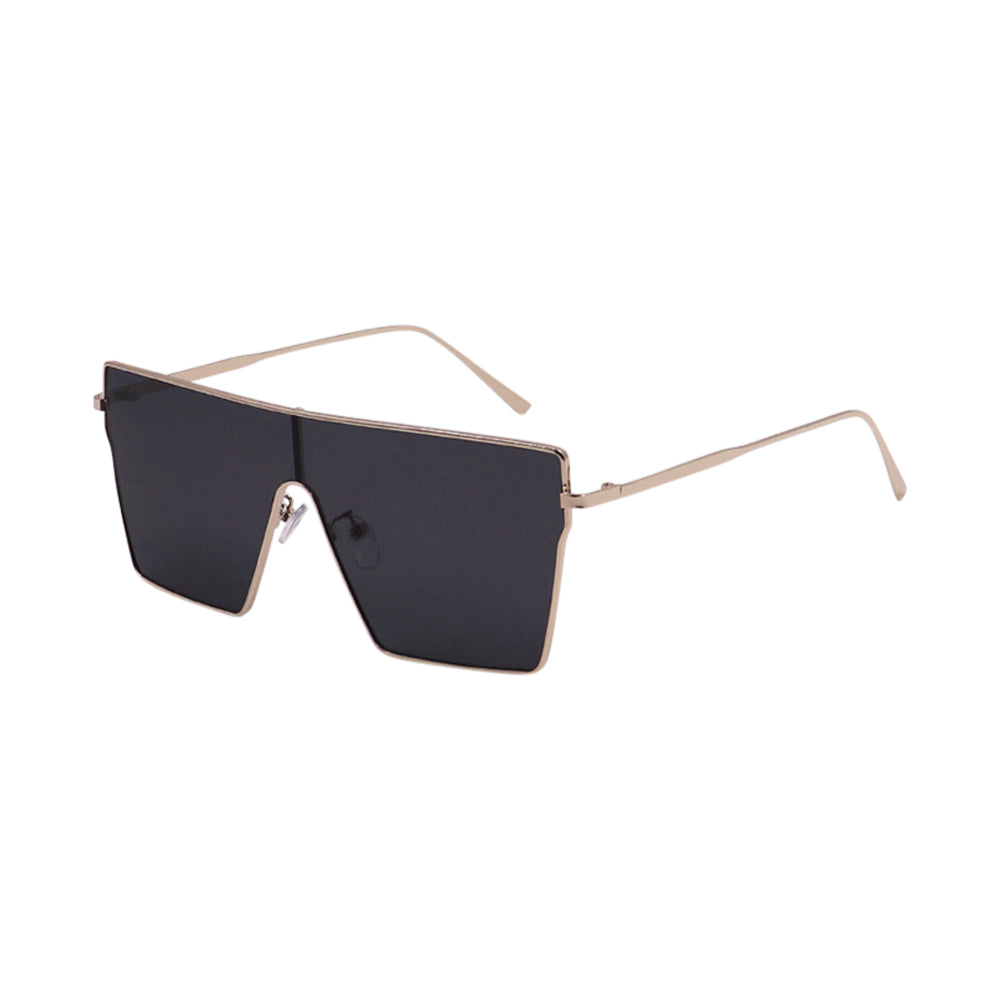 SUN54V3_main "A pair of stylish sunglasses with a modern design. The sunglasses have a single, continuous lens that spans across both eyes, creating a sleek, visor-like appearance. The lens is tinted in a dark shade, likely providing significant protectio