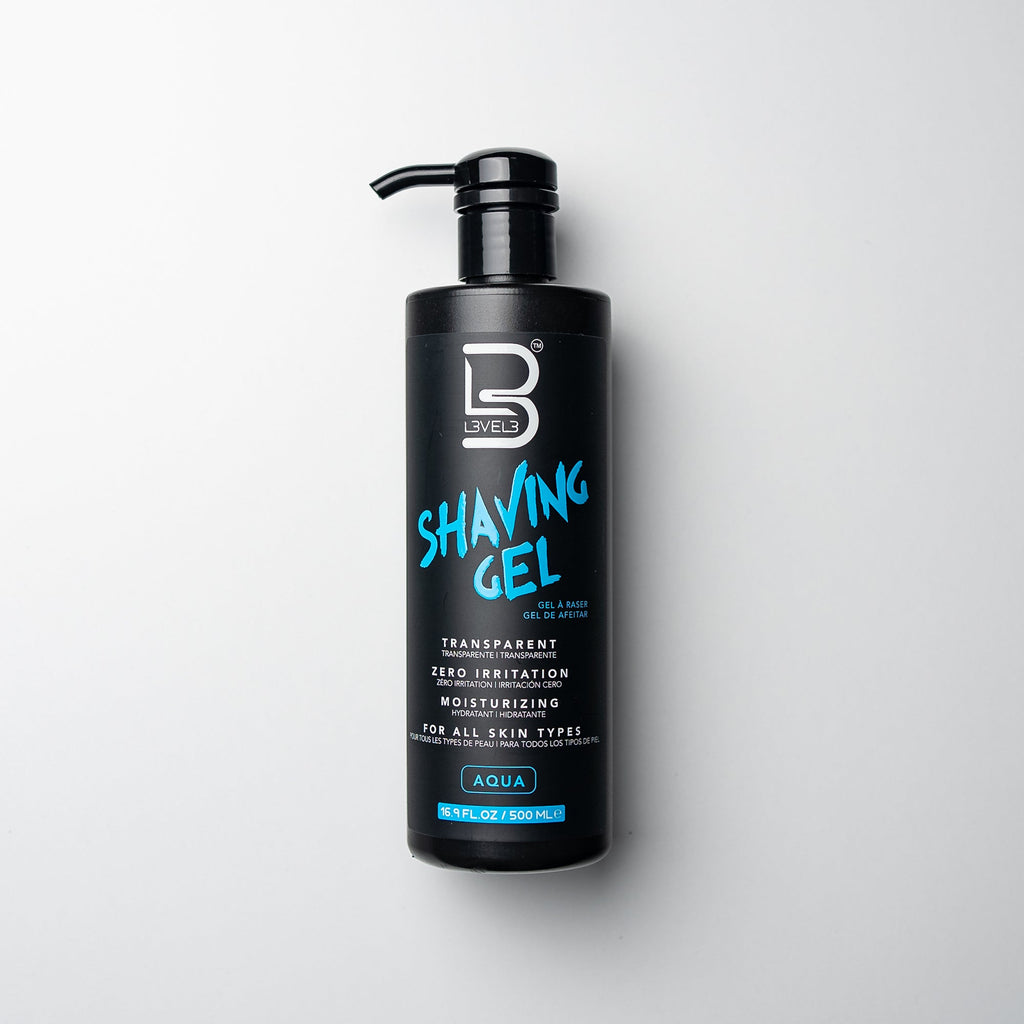 L3 Level 3 Shaving Gel, Aqua, 16.9 Oz — official pack photo L3-SHAV-AQUA-500ML (Shaving-Gel-Aqua.jpg) from lv3.com