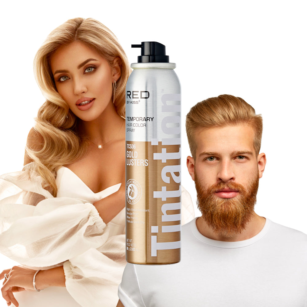 RED by KISS Tintation Temporary Hair Color Root Touch Up Color Spray(2.8oz) - Core Collection - Gold Lusters official pack