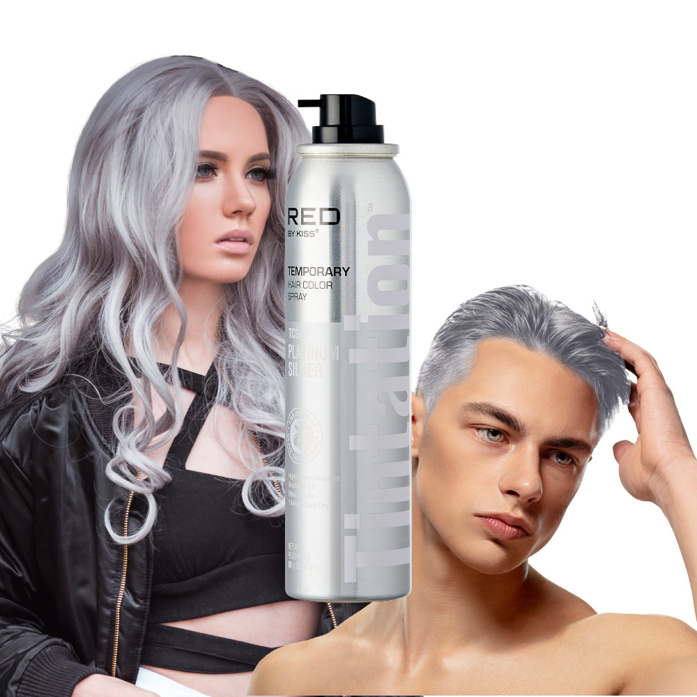 RED by KISS Tintation Temporary Hair Color Root Touch Up Color Spray(2.8oz) - Core Collection - Platinum Silver official pack