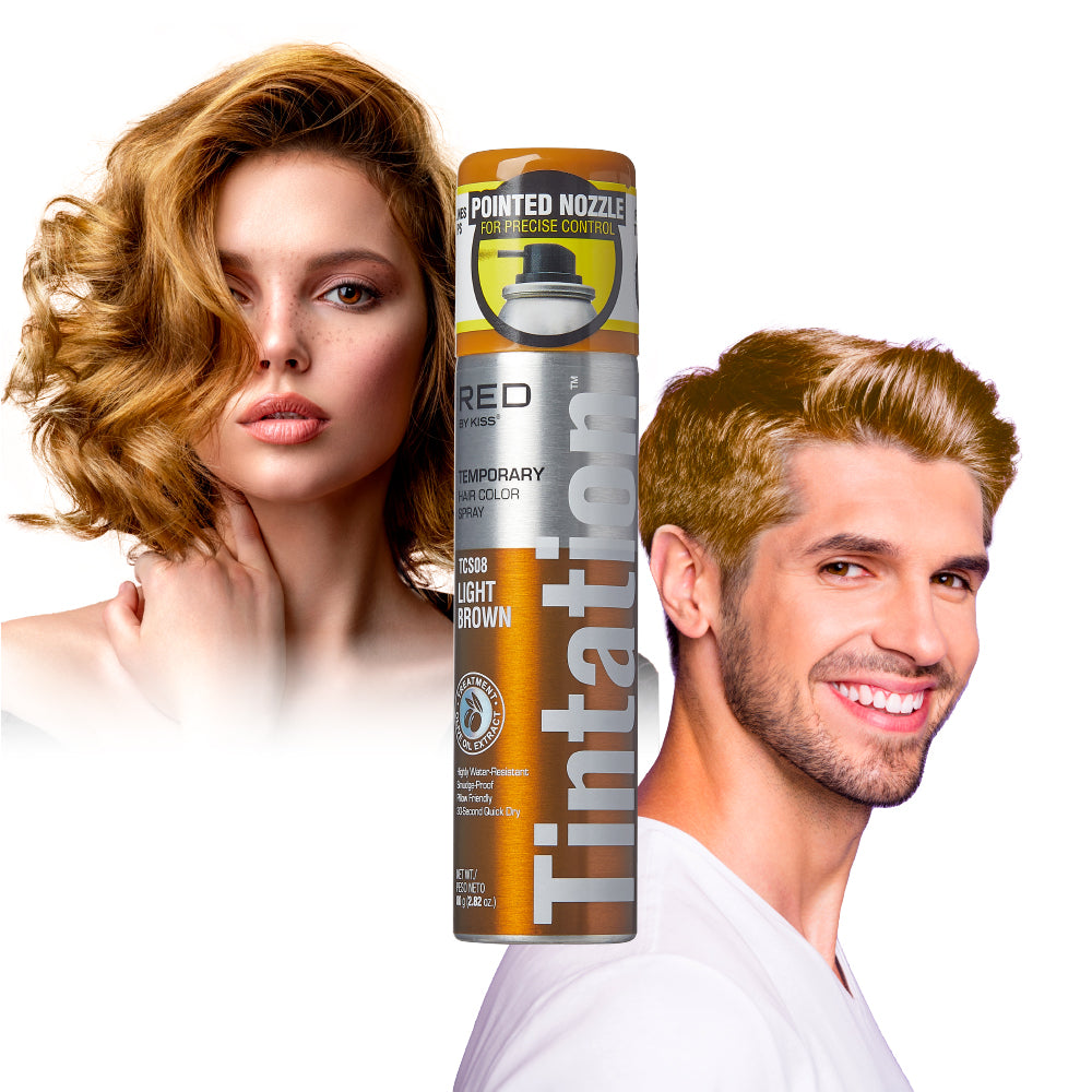 RED by KISS Tintation Temporary Hair Color Root Touch Up Color Spray(2.8oz) - Core Collection - Light Brown official pack