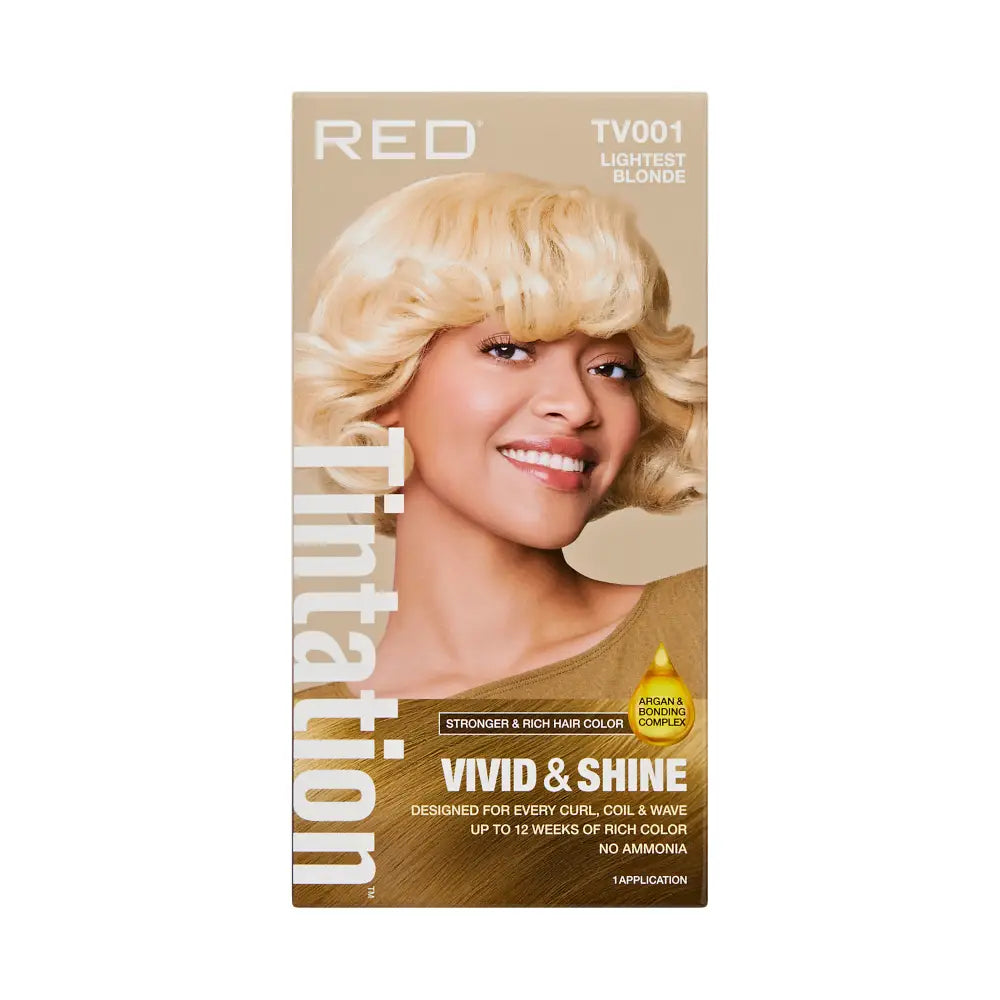 RED by KISS Tintation Vivid & Shine Permanent Hair Dye – Ammonia-Free, Curl-Safe, Long-Lasting Color - Lightest Blonde official pack