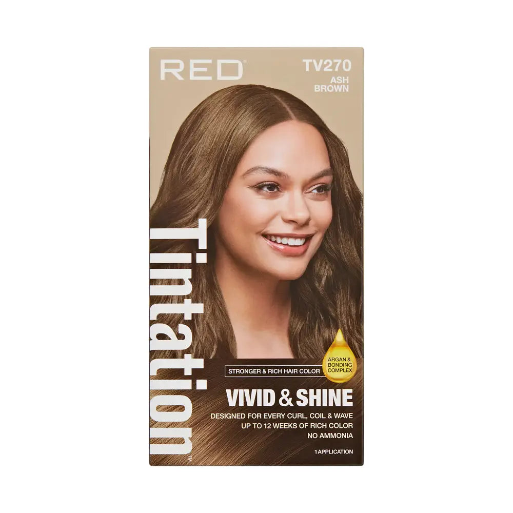 RED by KISS Tintation Vivid & Shine Permanent Hair Dye – Ammonia-Free, Curl-Safe, Long-Lasting Color - Ash Brown official pack