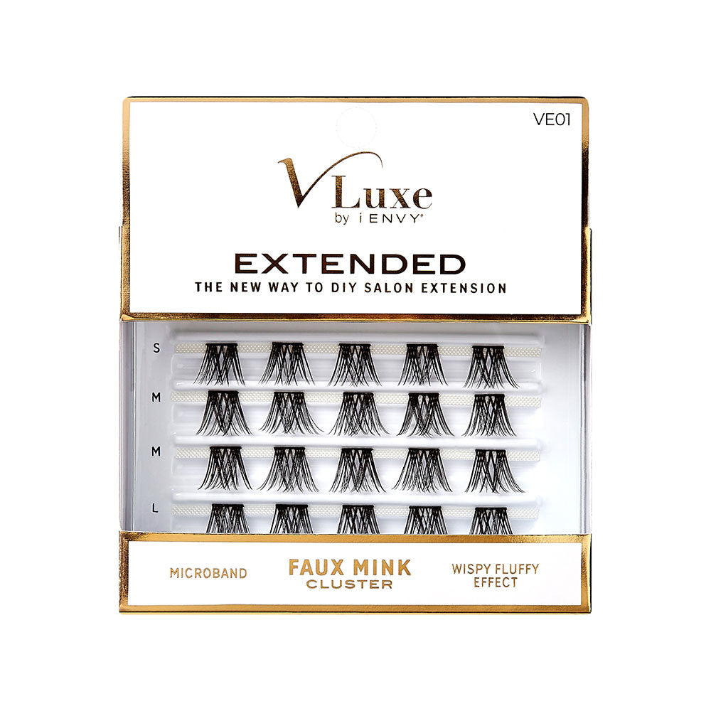 VLuxe By i•ENVY Extended Faux Mink Cluster Lashes - #01 official pack