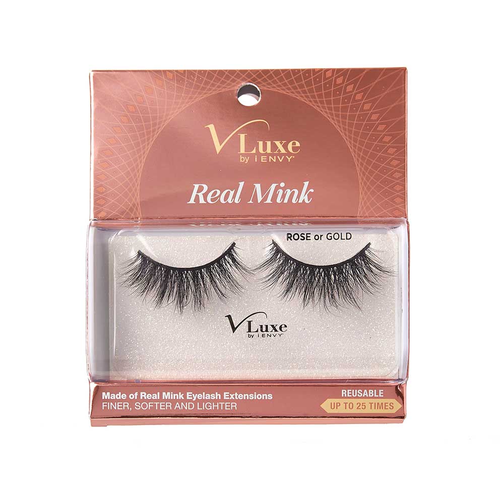 VLuxe Real Mink Colored Strip Lashes Rose or Gold