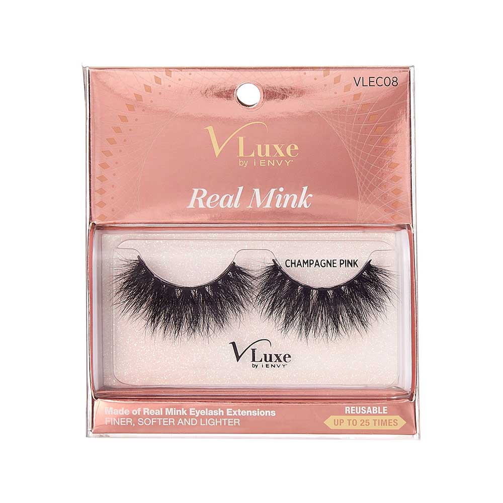 VLuxe Real Mink Colored Strip Lashes Champagne Pink