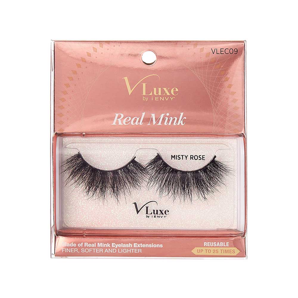 VLuxe Real Mink Colored Strip Lashes Misty Rose