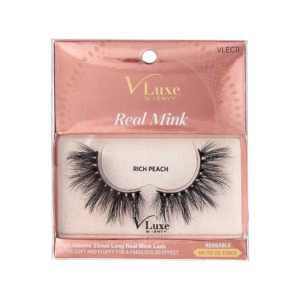 VLuxe Real Mink Colored Strip Lashes Rich Peach