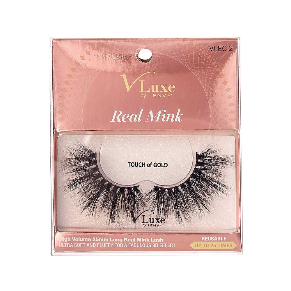 VLuxe Real Mink Colored Strip Lashes Touch of Gold