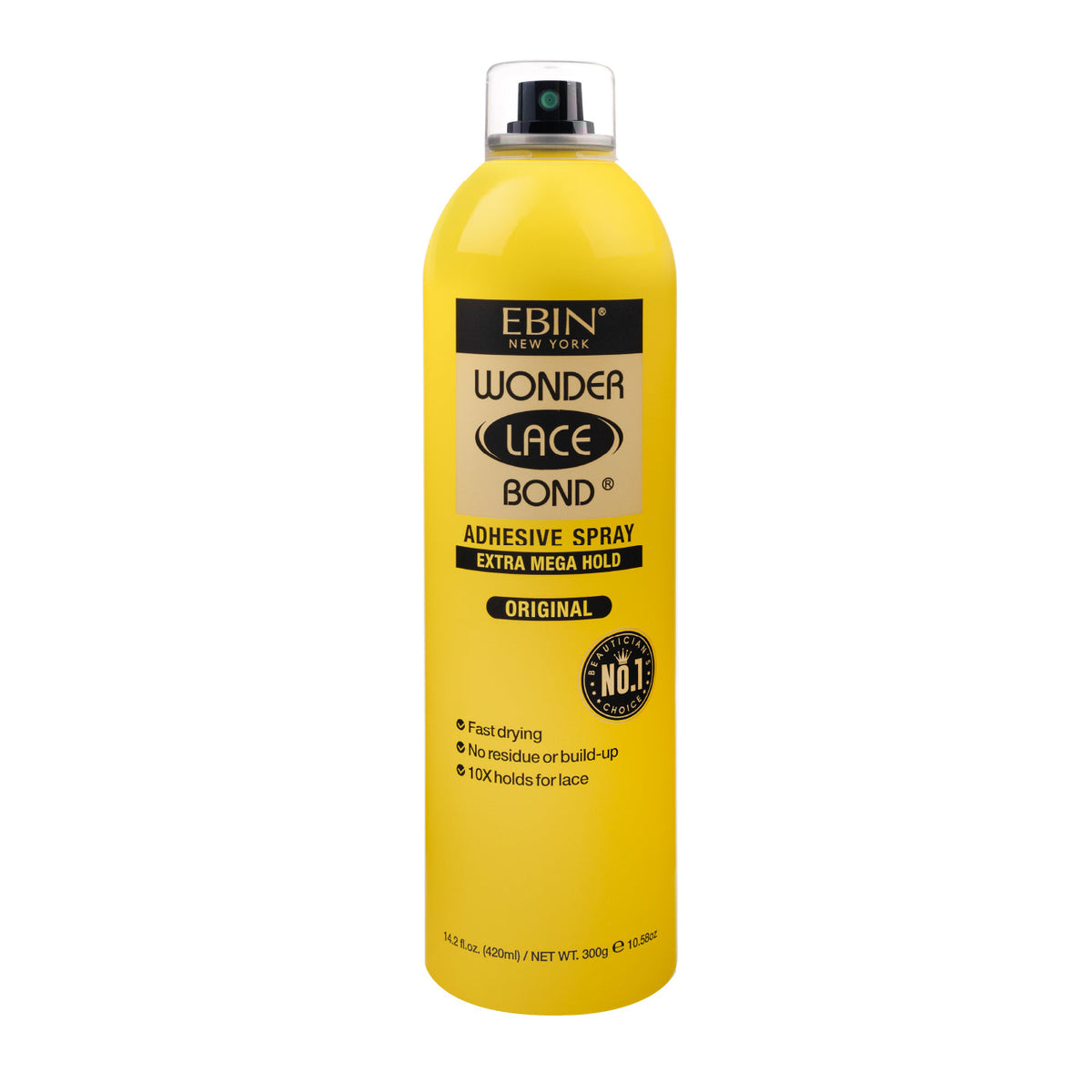 Ebin New York Wonder Lace Bond Adhesive Spray Extra Mega Hold 14.2 oz — official pack photo WBSM400 (WBSM400_Alt_view.jpg) from ebinnewyork.com