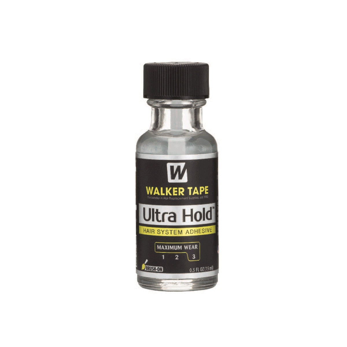Walker Tape Ultra Hold Hair System Adhesive 0.5 oz — official pack photo WK-ULHD-BR-0510 (WK-ULHD-BR-0510_00.png) from walkertapeco.com