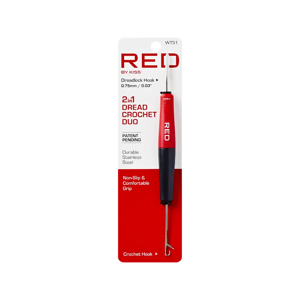 RED by KISS 2-in-1 Locs Crochet Duo - Professional Dreadlock Locking & Interlocking Tool, Durable Stainless Steel, Available in 1, 2, or 3 Prongs official pack