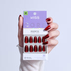 Kiss Core Magnetic Press On Fake Glue Nails - Apple Blossom | Magnetic, Red, Medium, Almond official pack