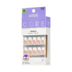 Kiss Core French Press On Fake Glue Nails - Reunion | French Tips, White, Medium, Coffin official pack