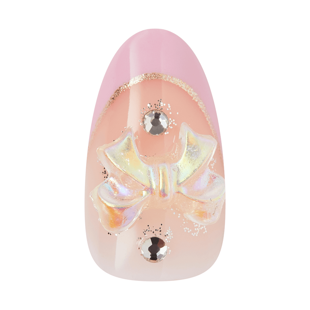 Kiss Icon Press On Fake Glue Nails - Vibrant | 3D & Jewel French, Pink, Medium, Almond official pack