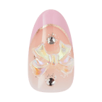 Kiss Icon Press On Fake Glue Nails - Vibrant | 3D & Jewel French, Pink, Medium, Almond official pack