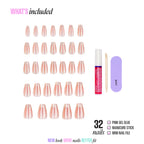 Kiss Glam Embellished Press On Fake Glue Nails - Dusk Mirage | Design, Beige, Medium, Coffin official pack