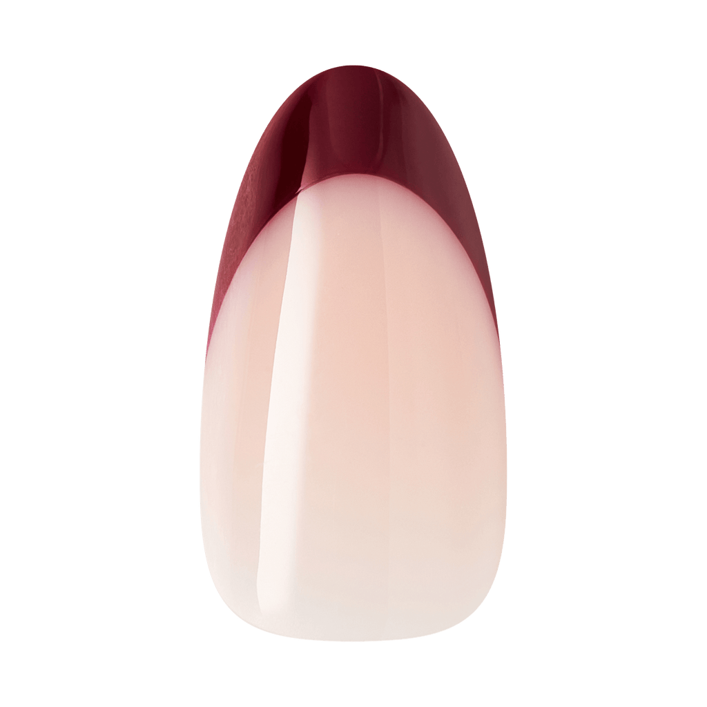 Kiss Core French Press On Fake Glue Nails - Cheerful | French Tips, Red, Medium, Almond official pack