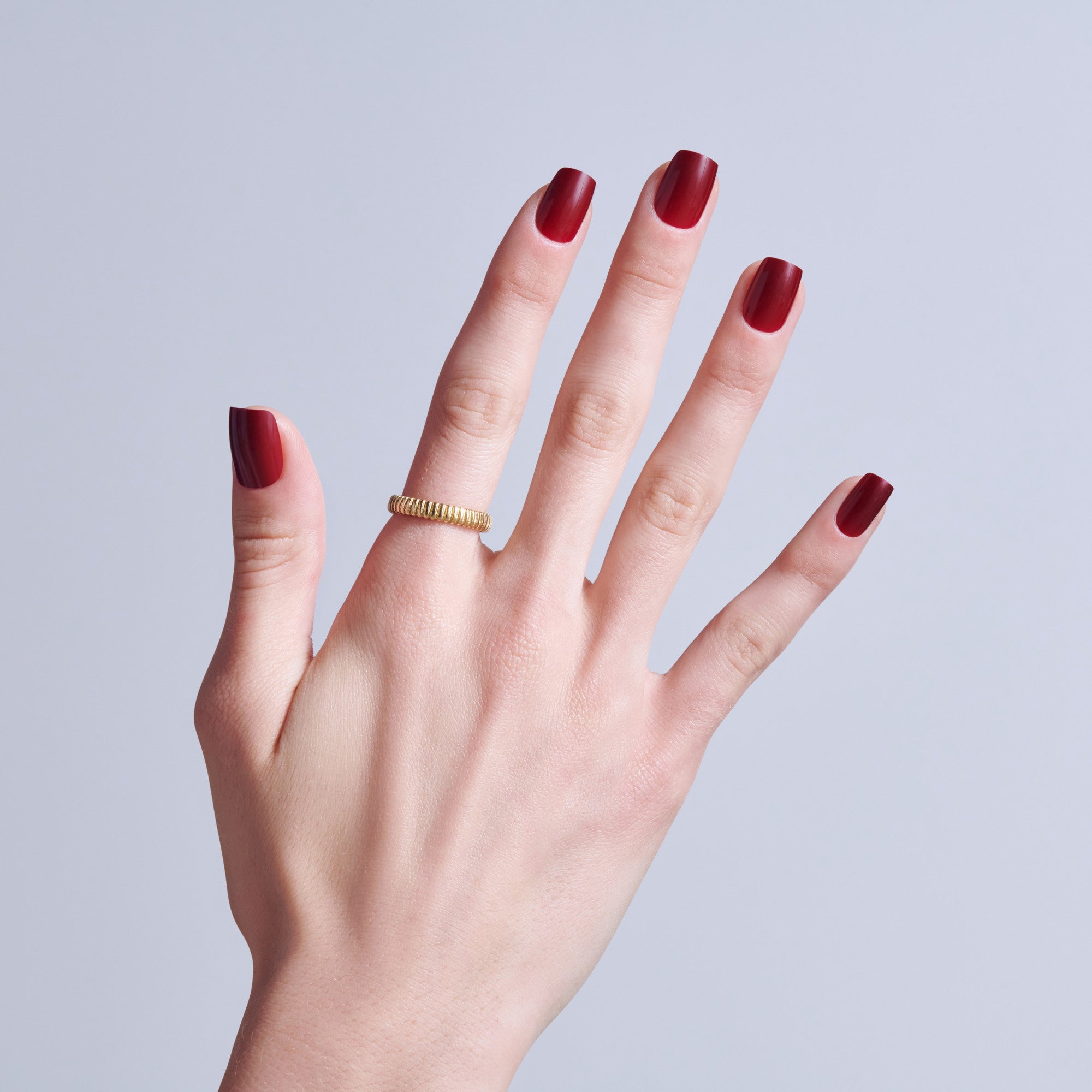 Kiss Core Color Press On Fake Glue Nails - Sprightly | Solid, Red, Short, Squoval official pack