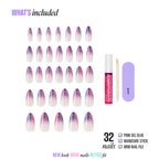 Kiss Core Magnetic Press On Fake Glue Nails - Twinkling Stars | French Magnetic, Purple, Long, Almond official pack