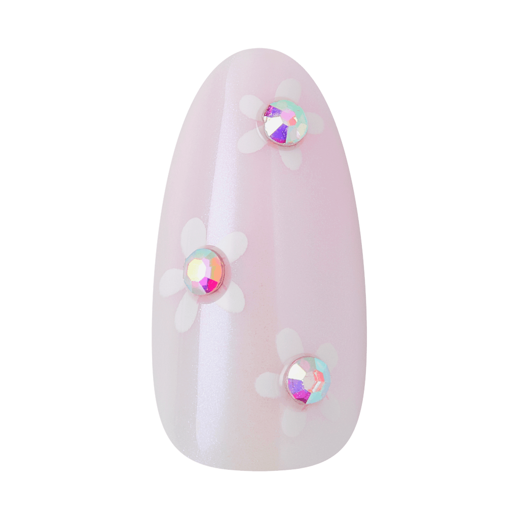 Kiss Glam 3D & Jewel Press On Fake Glue Nails  - Breeze of Bliss | Design, Pink, Medium, Almond official pack