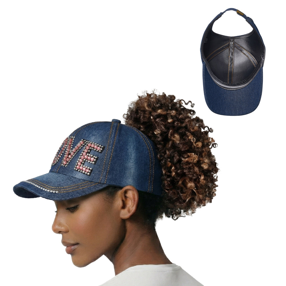 Arria Backless Baseball Cap - Satin Lined Ponytail Hat for Curly & Natural Hair - Adjustable Open Back Sun Hat for High Bun, Updos & Top Knots official pack