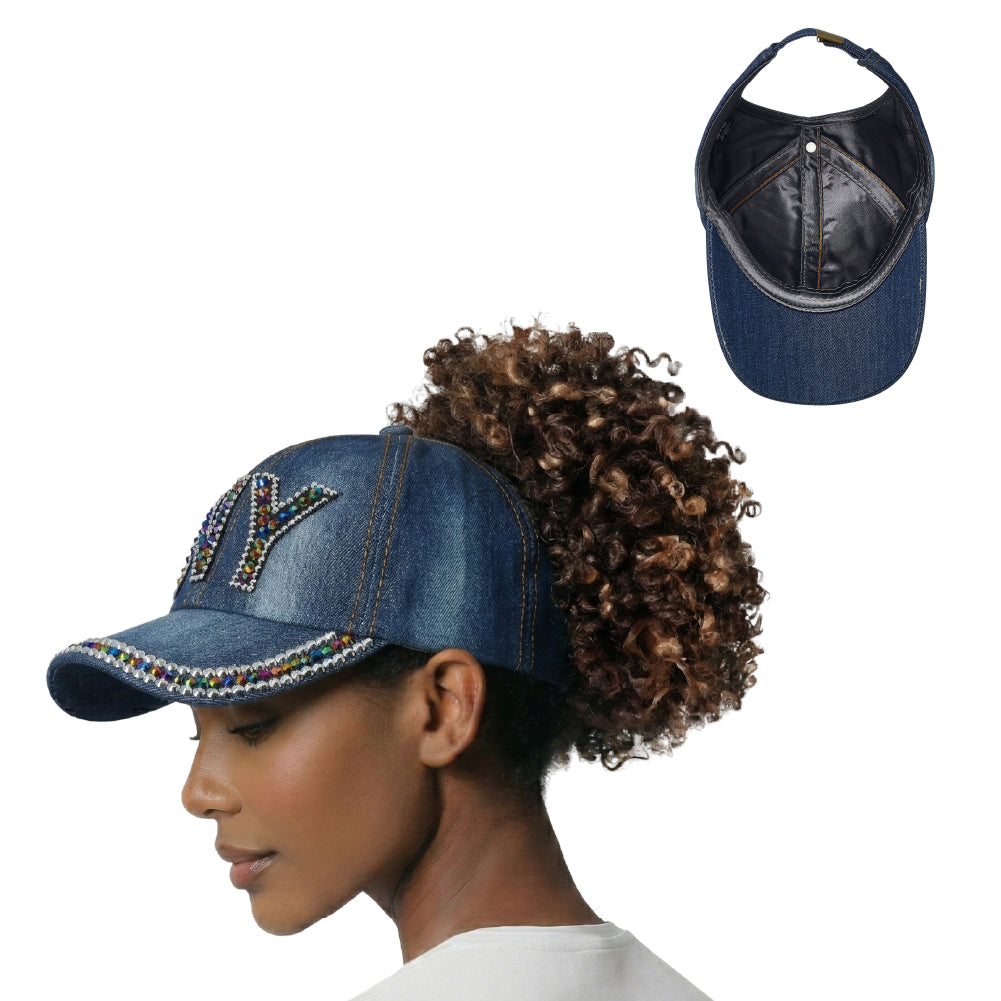 Arria Backless Baseball Cap - Satin Lined Ponytail Hat for Curly & Natural Hair - Adjustable Open Back Sun Hat for High Bun, Updos & Top Knots official pack