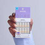 Kiss Core French Press On Fake Glue Nails - Perfection | French Tips, White, Petite, Squoval official pack