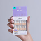 Kiss Core French Press On Fake Glue Nails - If You Dare | French Tips, White, Real Short, Squoval official pack