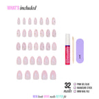 Kiss Glam 3D & Jewel Press On Fake Glue Nails  - Breeze of Bliss | Design, Pink, Medium, Almond official pack