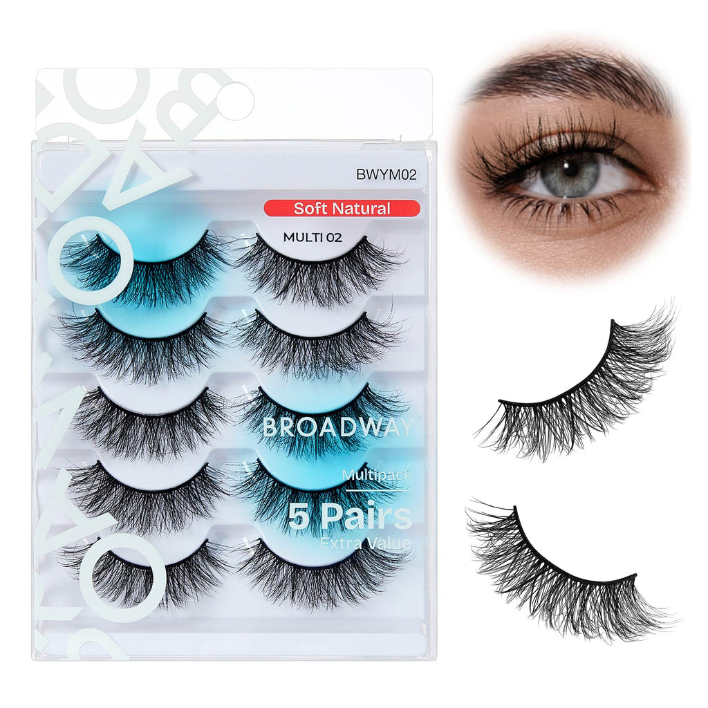 Broadway False Lashes Multipack - Faux Mink Wispy Volume Strip Eyelashes official pack