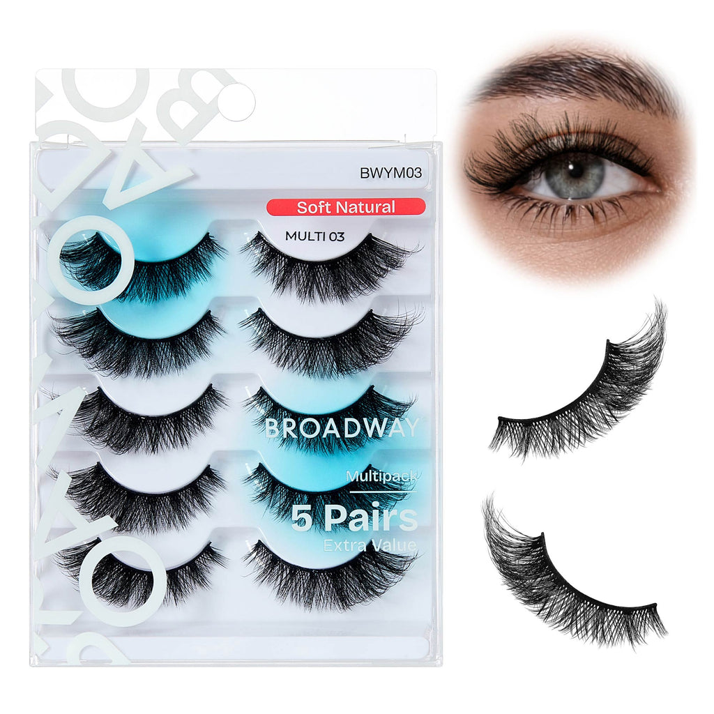 Broadway False Lashes Multipack - Faux Mink Wispy Volume Strip Eyelashes official pack