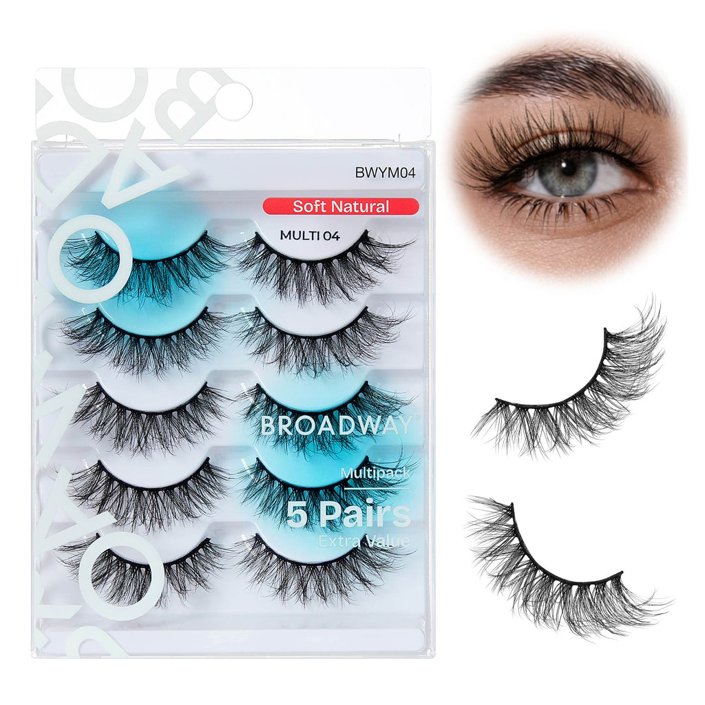Broadway False Lashes Multipack - Faux Mink Wispy Volume Strip Eyelashes official pack