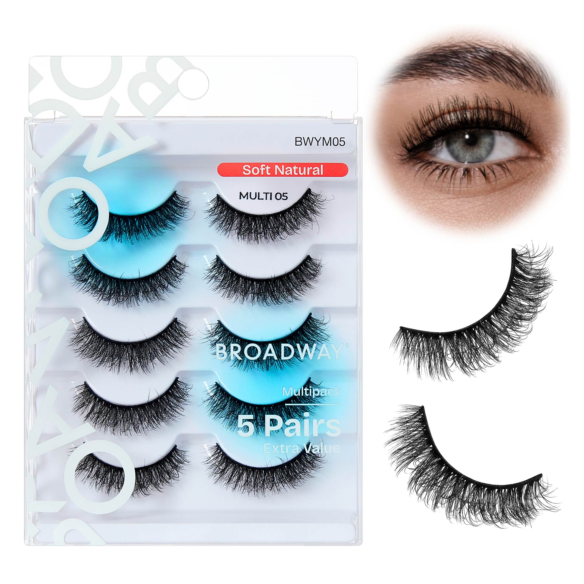 Broadway False Lashes Multipack - Faux Mink Wispy Volume Strip Eyelashes official pack