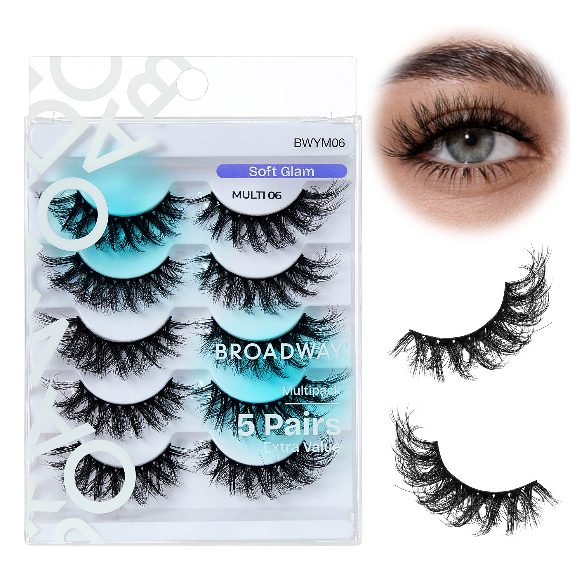 Broadway False Lashes Multipack - Faux Mink Wispy Volume Strip Eyelashes official pack