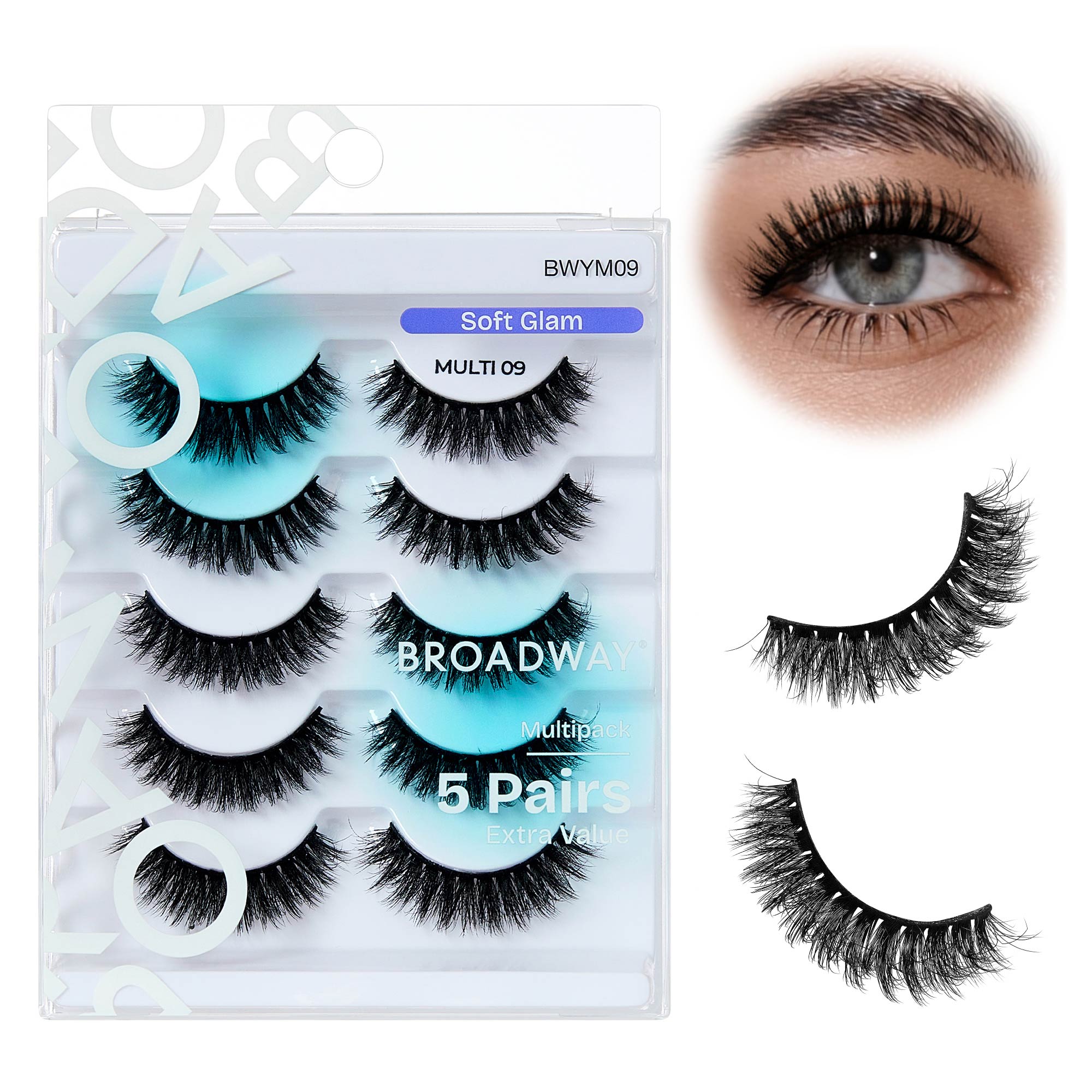 Broadway False Lashes Multipack - Faux Mink Wispy Volume Strip Eyelashes official pack