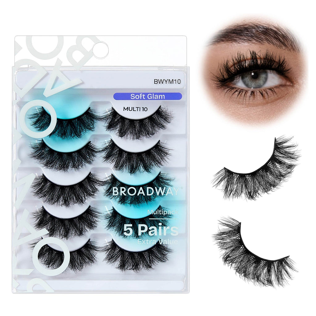 Broadway False Lashes Multipack - Faux Mink Wispy Volume Strip Eyelashes official pack