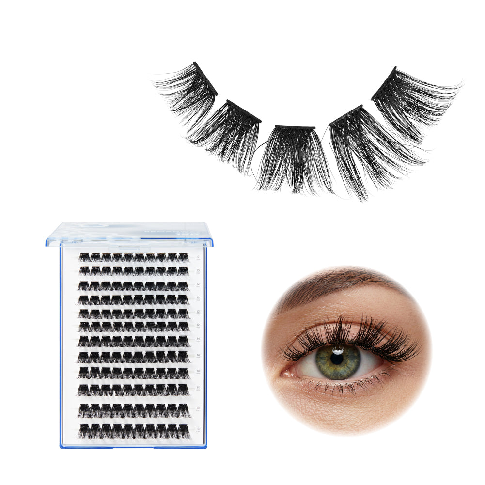Broadway DIY Lash Clusters Mega Pack - 9-16mm Assorted Individual Lash Extensions - #DIYM22 / Wide Band official pack