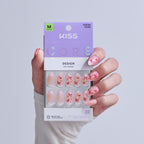 Kiss Core Design Press On Fake Glue Nails - Signature | Design, Pink, Medium, Almond official pack