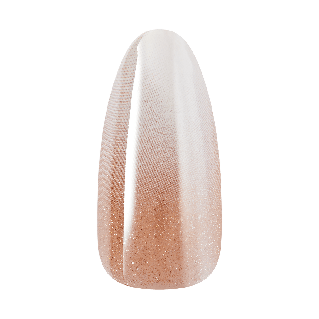 Kiss Glam Embellished Press On Fake Glue Nails - Day n Night | Design, Beige & White, Long, Almond official pack