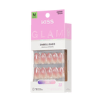 Kiss Glam Embellished Press On Fake Glue Nails - Stardust Wonder | Design, Pink, Medium, Almond official pack