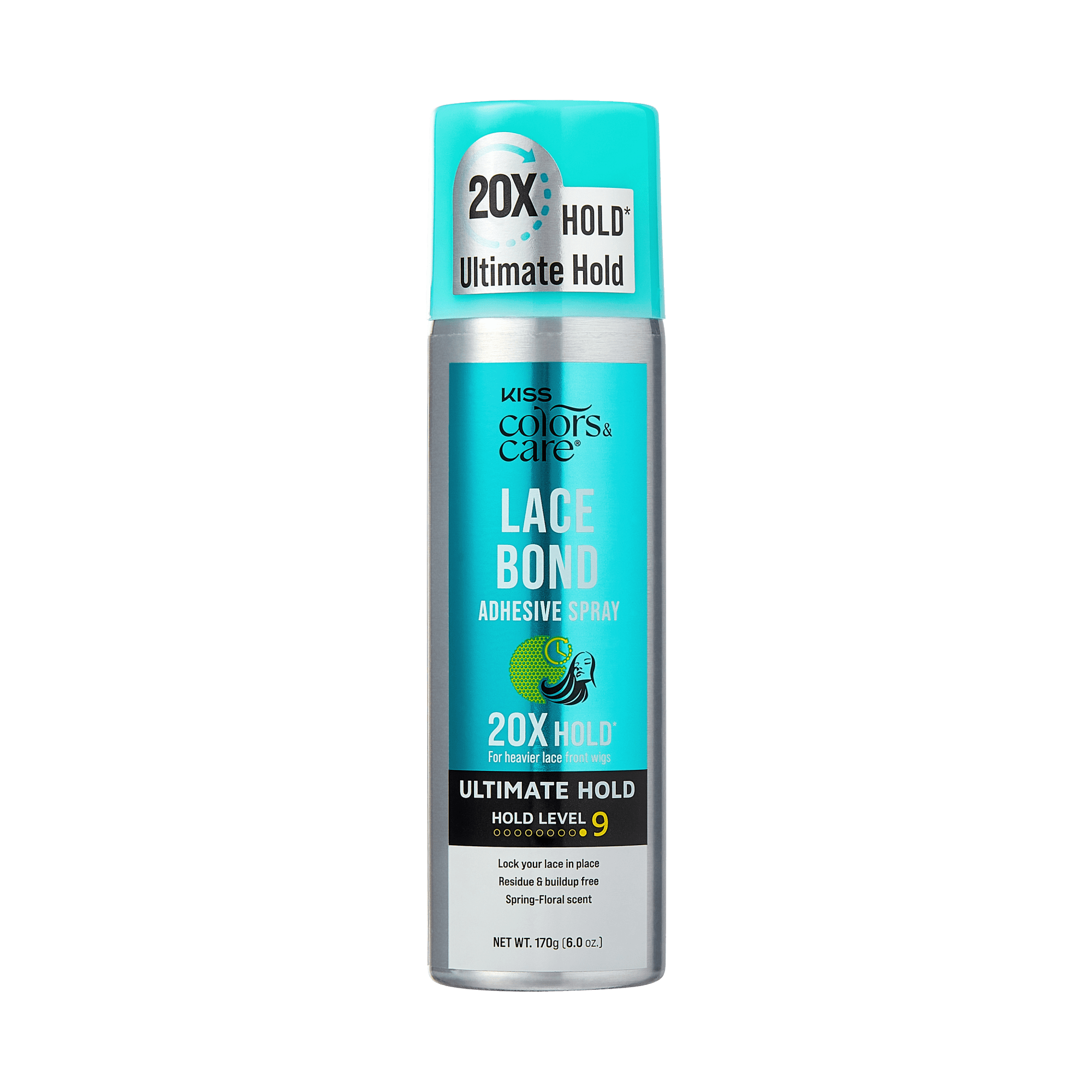 Kiss Colors & Care Lace Bond Spray | Ultimate Hold, Wig Adhesive Spray, Wig Glue, 6 oz, Hair Care official pack