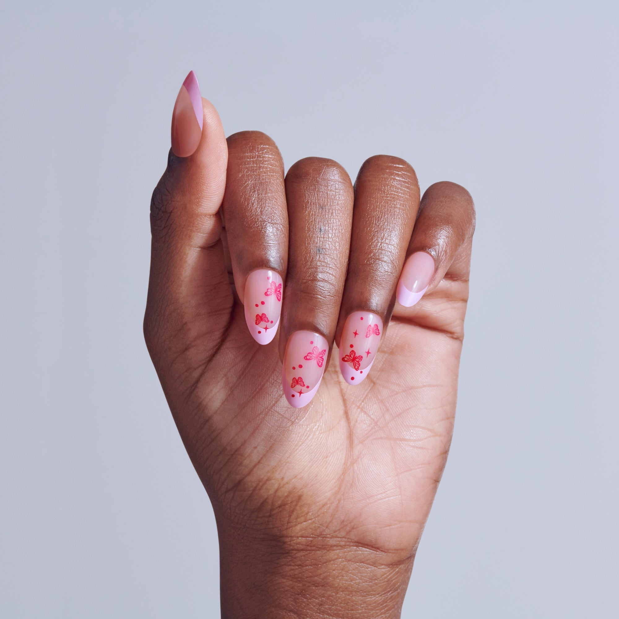 Kiss Core Design Press On Fake Glue Nails - Signature | Design, Pink, Medium, Almond official pack