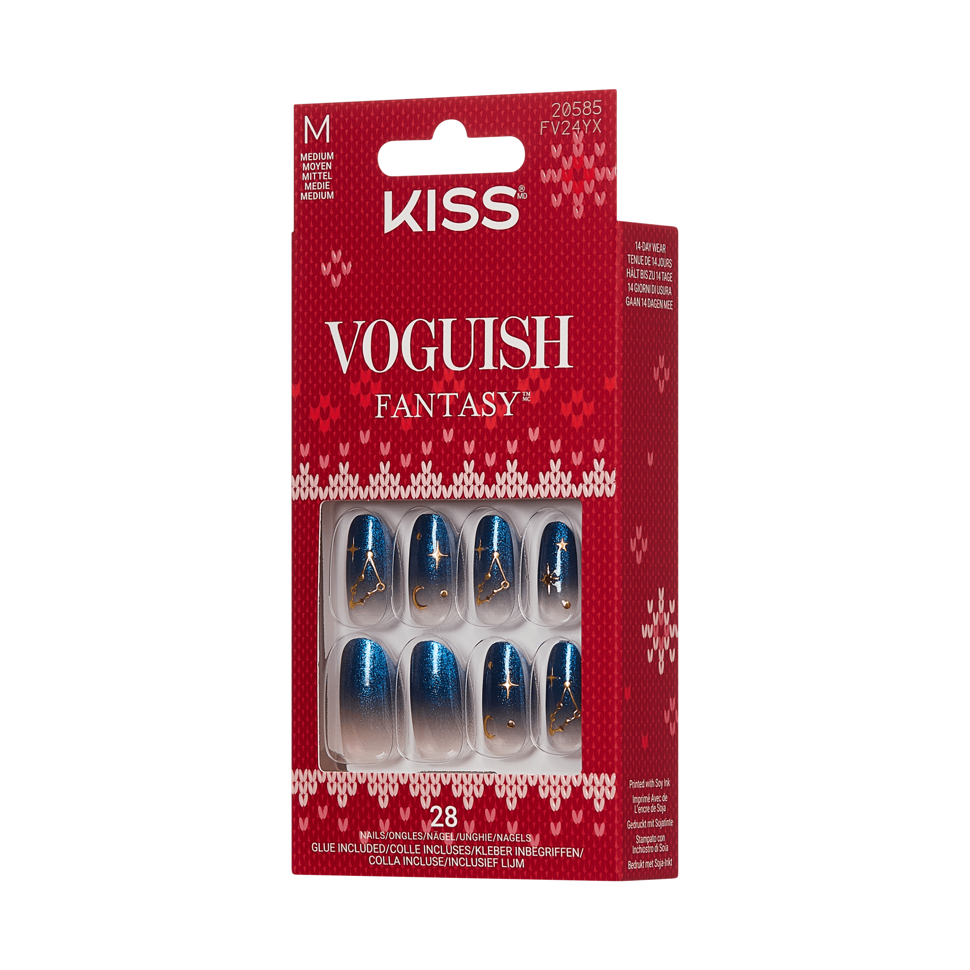 Kiss Voguish Fantasy Holiday Press On Glue Nails - Merry Magic official pack